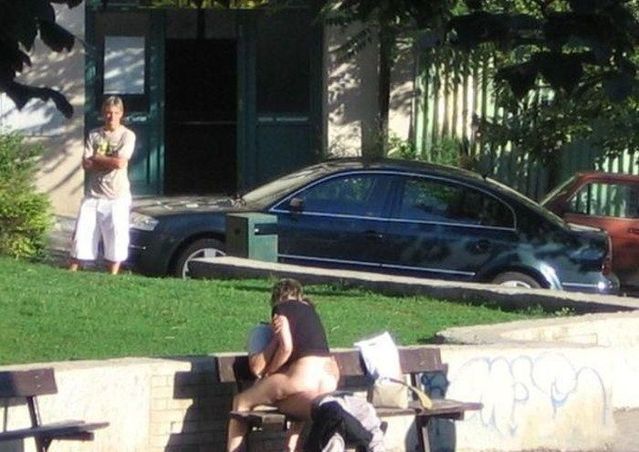 They decided to have sex on a bench - 06