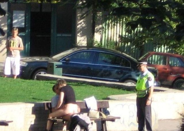 They decided to have sex on a bench - 07