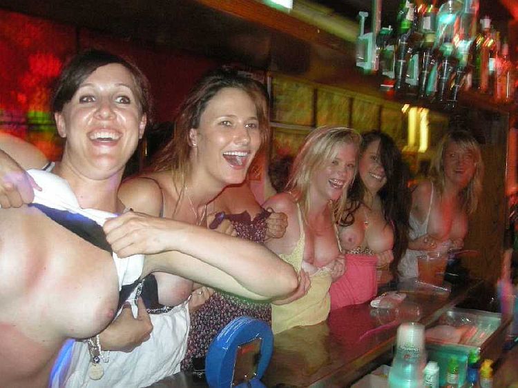Compilation of girls exposing their boobs in bars - 03