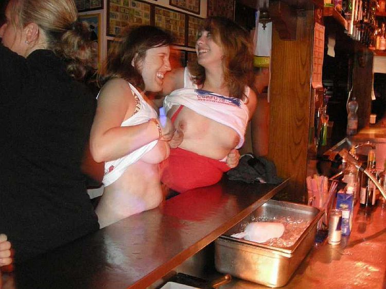 Compilation of girls exposing their boobs in bars - 08
