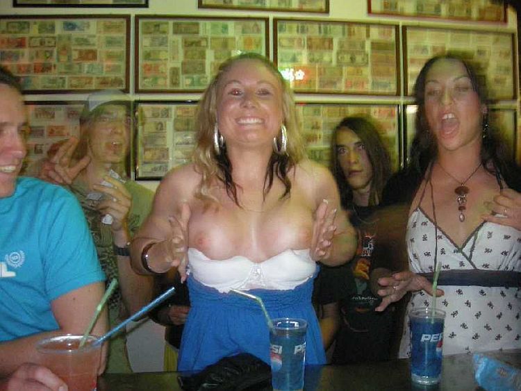 Compilation of girls exposing their boobs in bars - 14