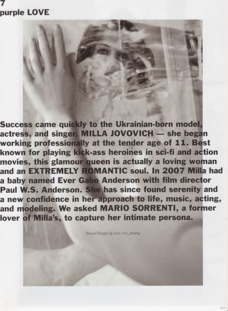 Nude Milla Jovovich in Purple Magazine - 01