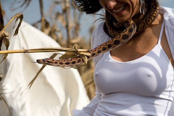 Adrenaline. Sexy babe against dangerous snakes - 33