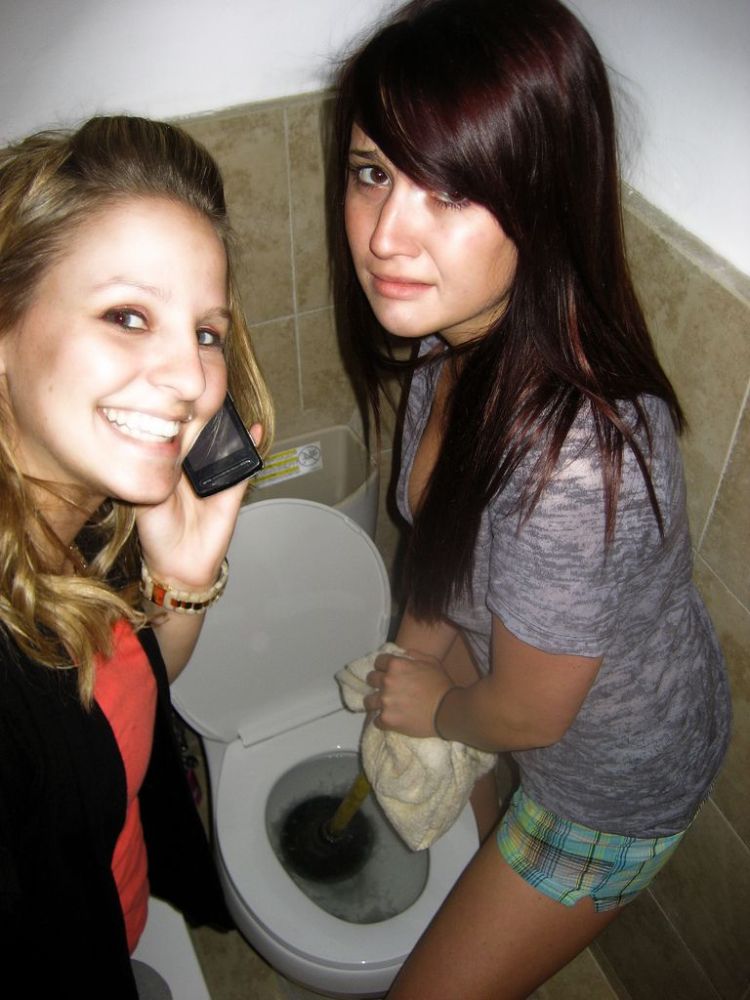 Hot chicks against the toilets - 23