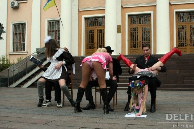 Another strange Ukrainian manifestation. This time, the girls were protesting against sexual harassment in universities - 07