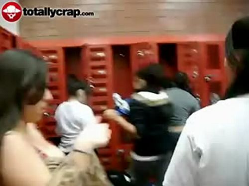 Two chicks fought real hard in the locker room - 20091211