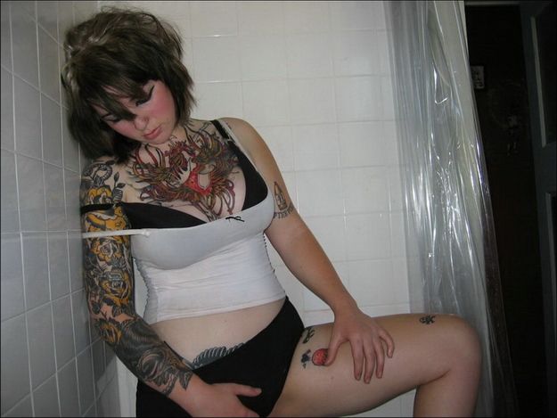 Tattooed cheek taking a shower. Not for the faint-hearted ;) - 03