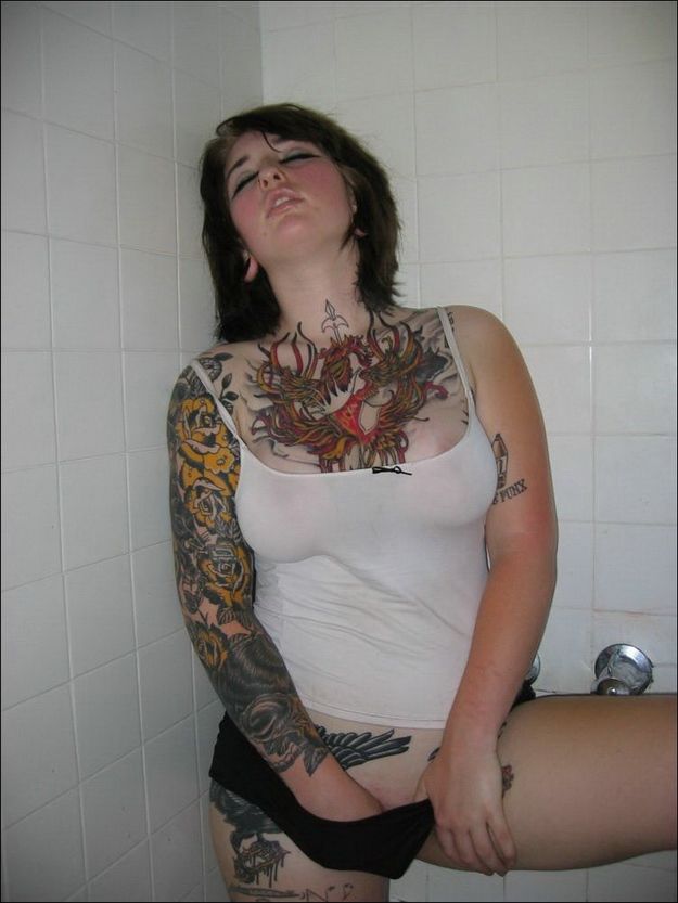 Tattooed cheek taking a shower. Not for the faint-hearted ;) - 07
