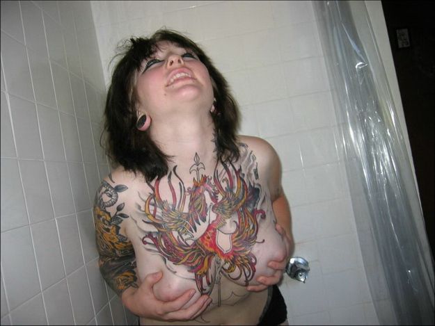 Tattooed cheek taking a shower. Not for the faint-hearted ;) - 25