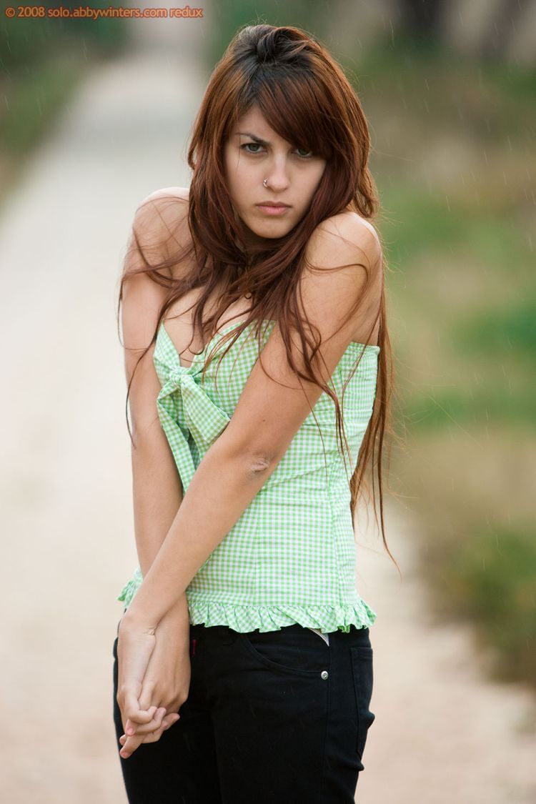 Sweet Valentina undressing outdoors - 01