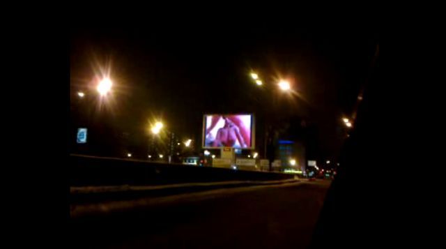 The real pornography on a video board in Moscow - 02
