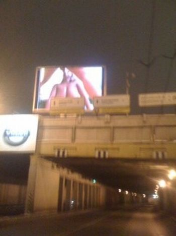 The real pornography on a video board in Moscow - 04