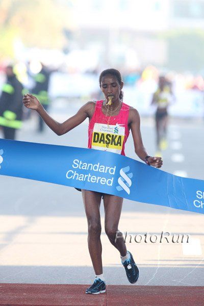 The winner of Dubai Marathon after she won the race. Not so easy to run a marathon... - 01