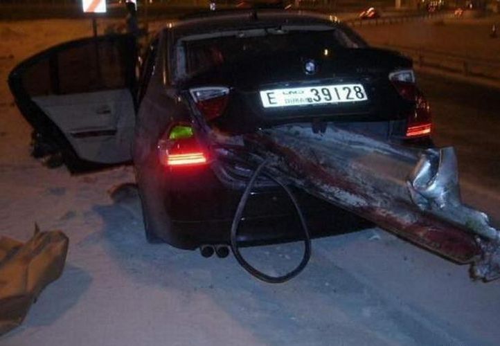 OMG. Accident in Dubai, the car ran into a metal fence - 05