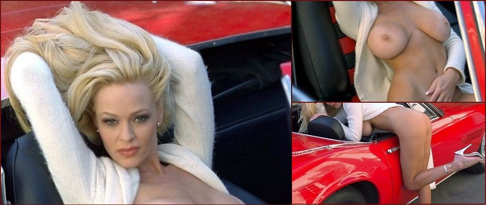 Glamorous blonde and a red car - 12