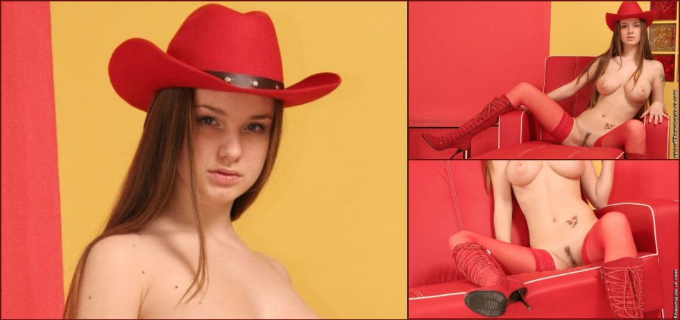 Passionate cowgirl Sanya in red - 1