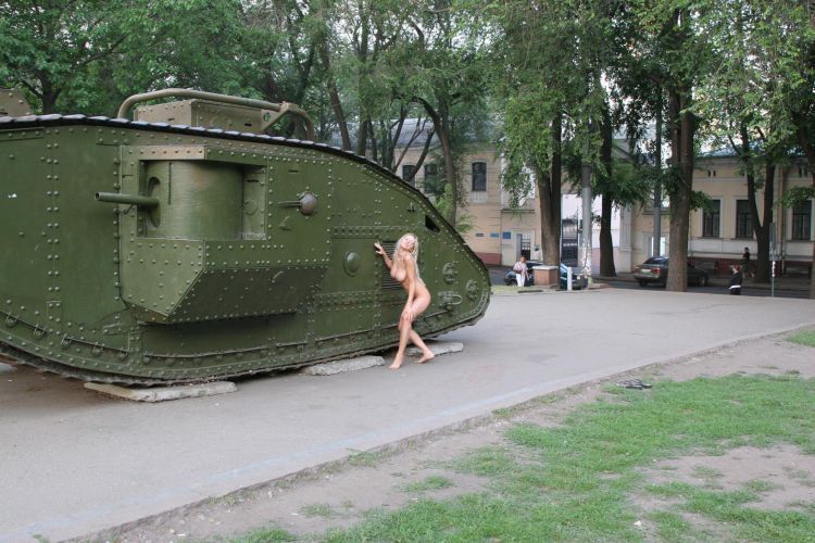 Ukrainian girl and an old tank - 22