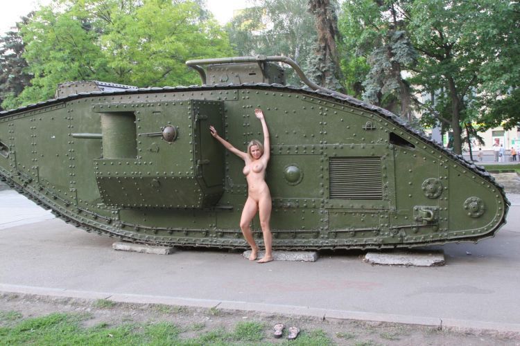 Ukrainian girl and an old tank - 23