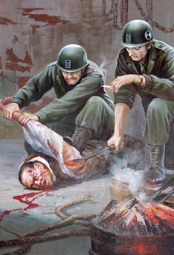 Pictures of North Korean artists about the war crimes of U.S. imperialism - 01
