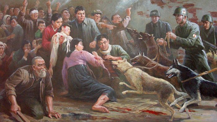 Pictures of North Korean artists about the war crimes of U.S. imperialism - 07