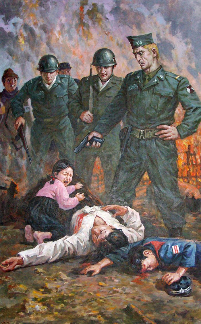Pictures of North Korean artists about the war crimes of U.S. imperialism - 09