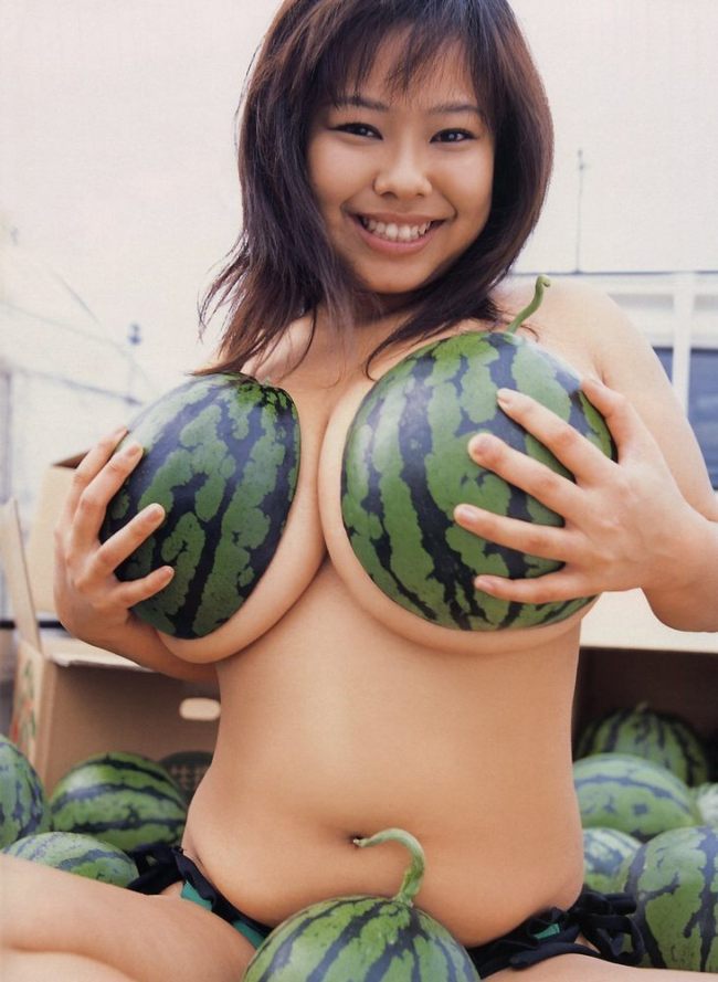 Japanese round girl Fuko and watermelons - 13