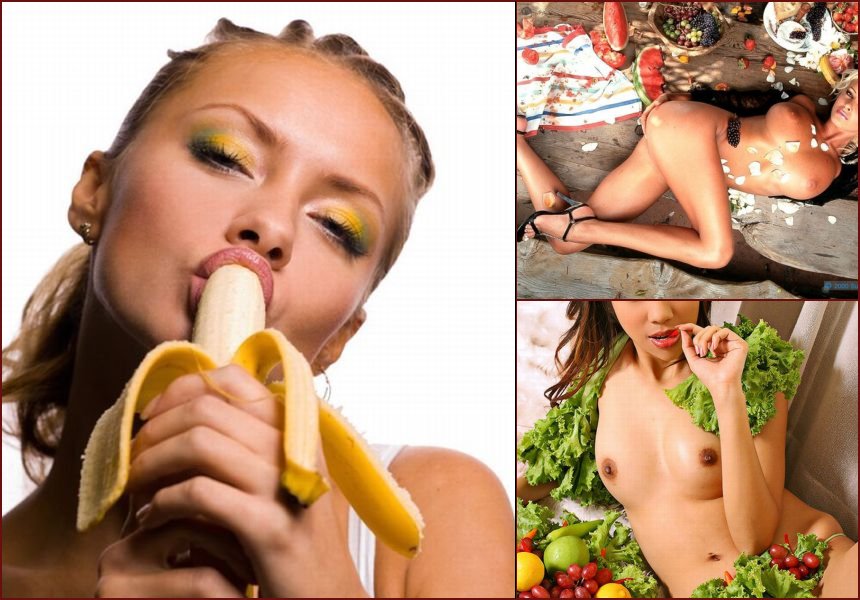 Appetizing combination - a girl and various culinary delights - 16