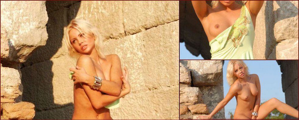 Beauty Jessika poses at the background of ancient ruins - 3