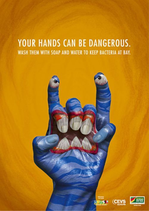 Creative advertising with painted hands - 01