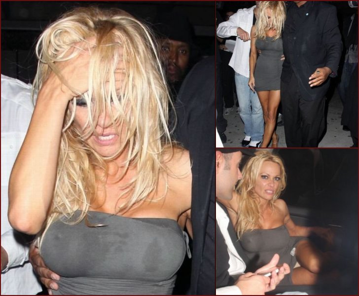 Drunk Pamela Anderson was taken out of the bar by the hands - 17