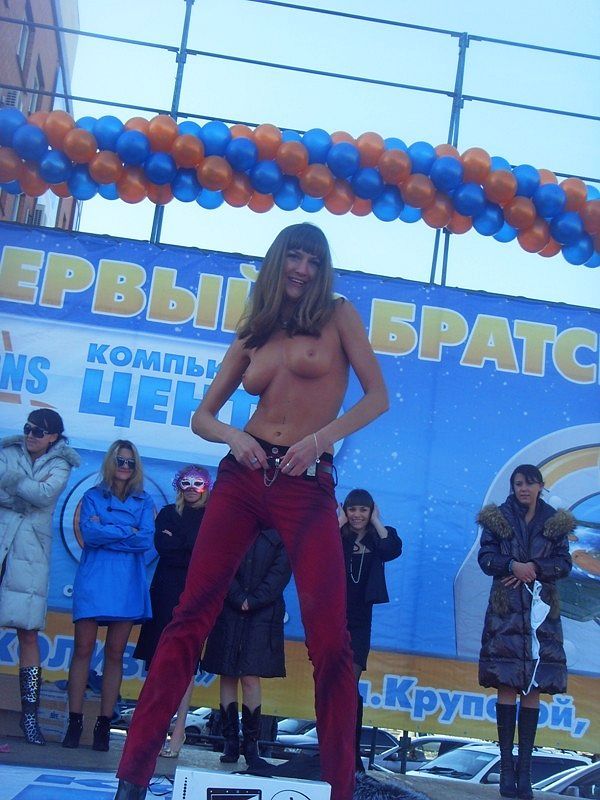 Striptease at the opening of a shop in the province of Russia - 08