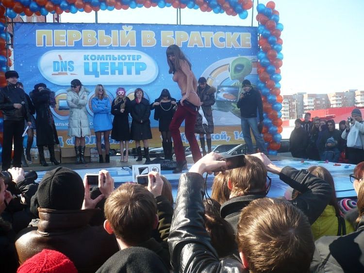 Striptease at the opening of a shop in the province of Russia - 10