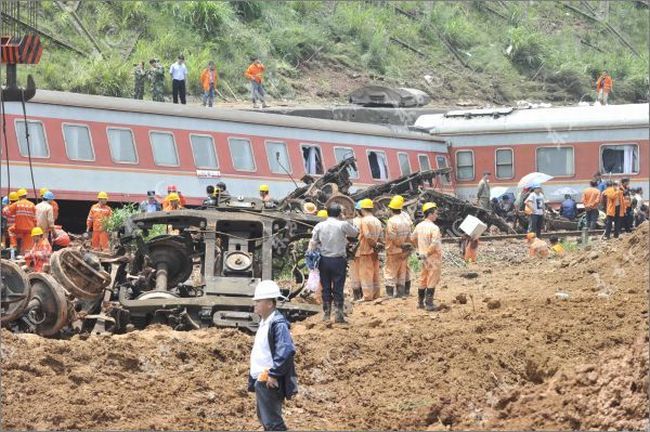 A passenger train derailed In China - 15