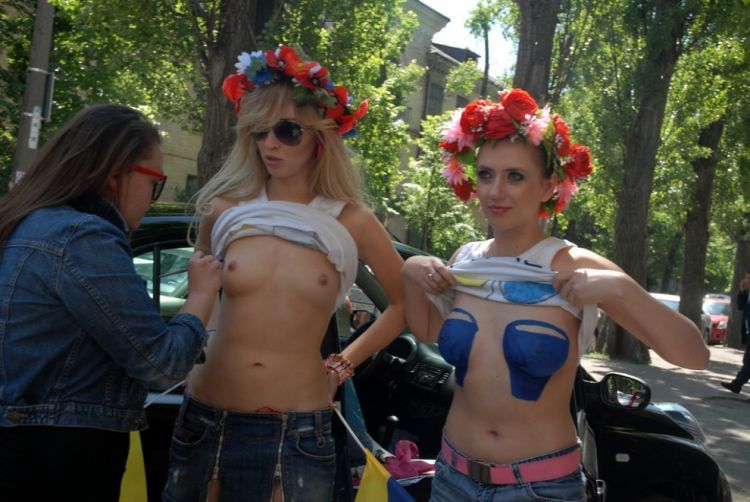 Activists from Femen and blue buckets - 02