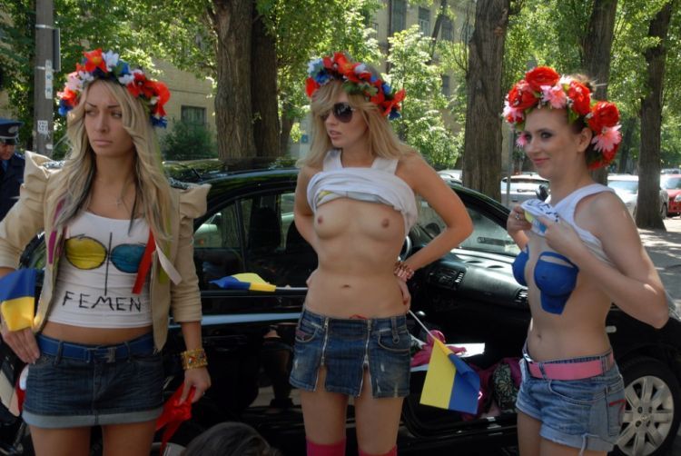 Activists from Femen and blue buckets - 03