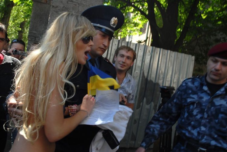 Activists from Femen and blue buckets - 07