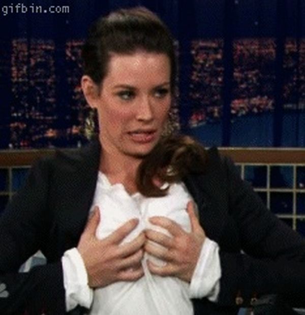 Selection of celebrities touching their breasts - 13