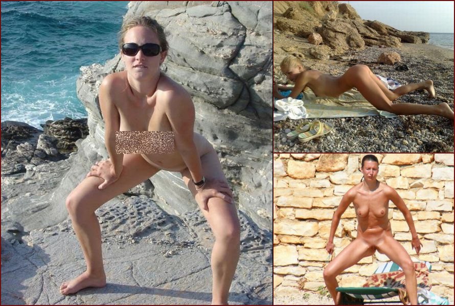 Funny poses on a nudist beach - 1
