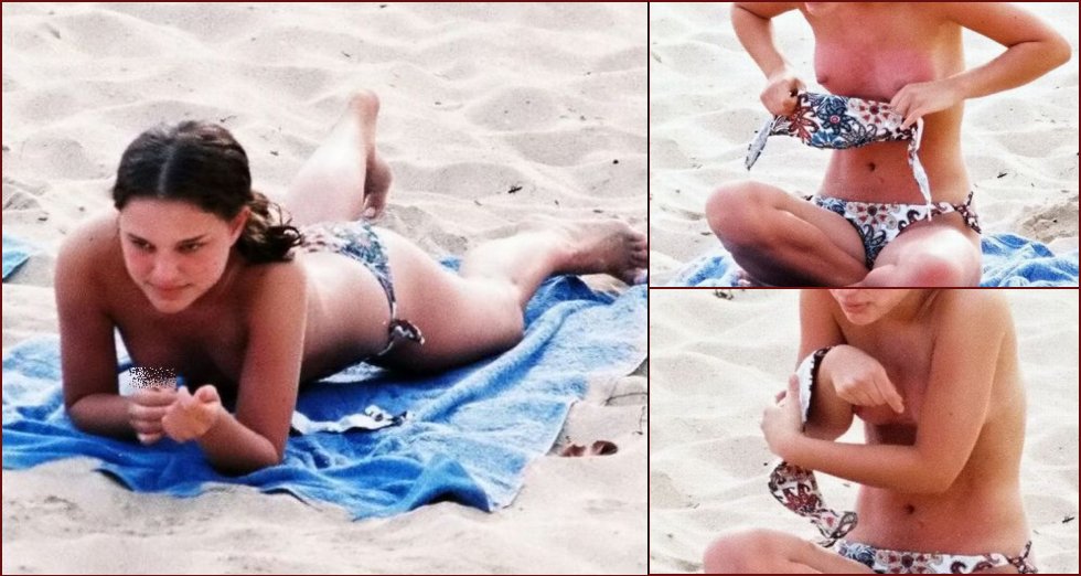 Natalie Portman sunbathing topless on the beach - 12