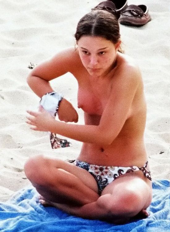 Natalie Portman sunbathing topless on the beach - 02