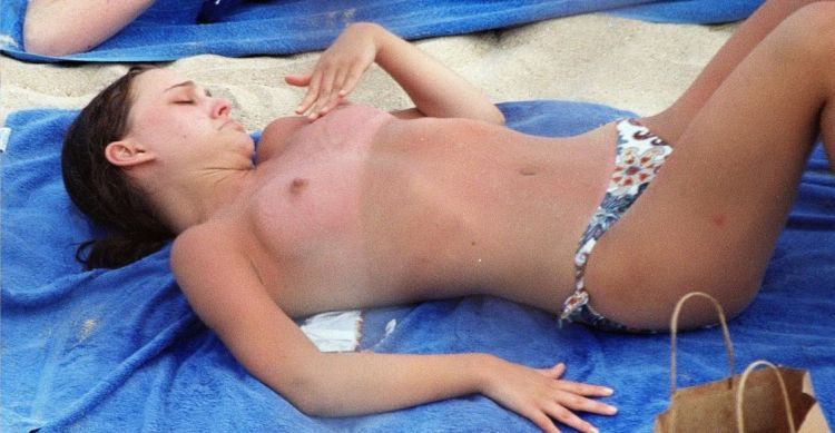 Natalie Portman sunbathing topless on the beach - 06