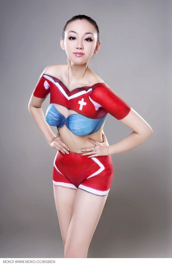 Japanese girls in “body-art costumes” in support of World Cup 2010 - 22