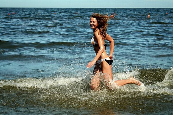 What a beautiful scene: girls running on the beach - 22
