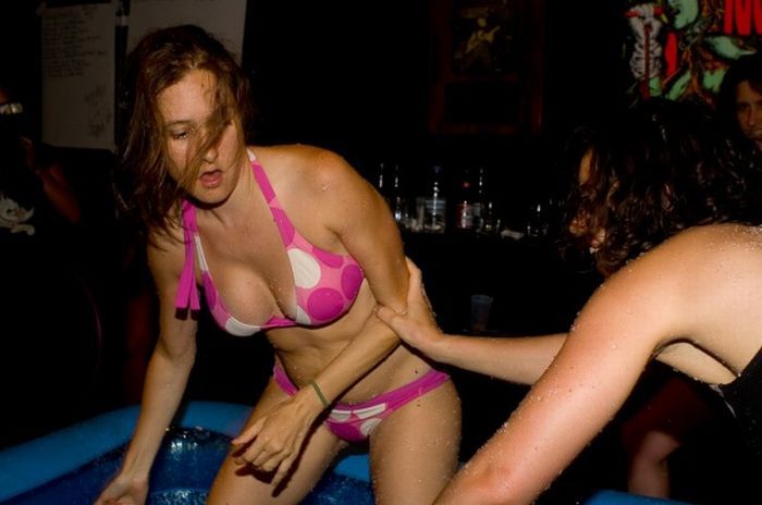 Girls in bikini are wrestling in jello - 31