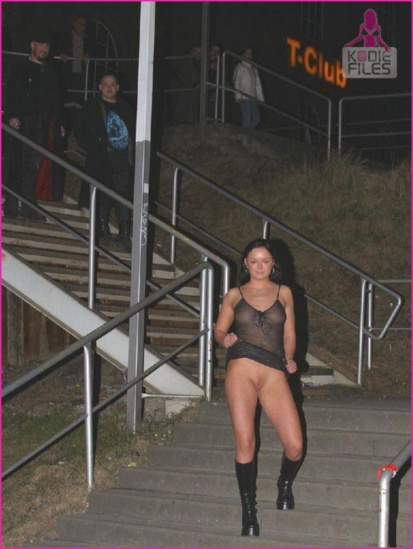Nice girl is posing nude in public - 30