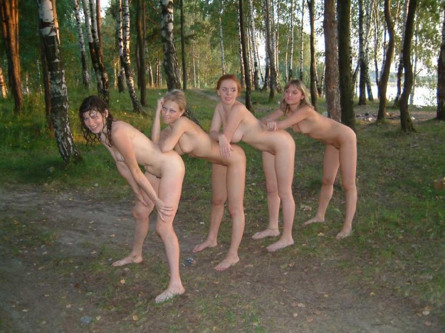 4 russians teens naked in the forest - 3